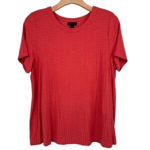 J. Jill Wearever  coral Short Sleeve Textured Knit Top Womens size Medium